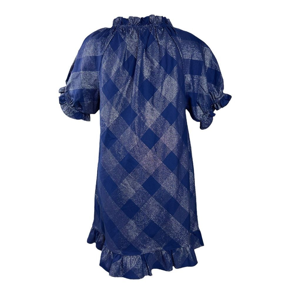 Hill House Dress Katherine Nap Navy Glitter Check Puff Sleeve Mini Shift - Picture 3 of 8